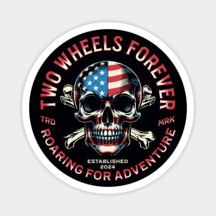 Patriotic Skull Biker Badge Design Magnet